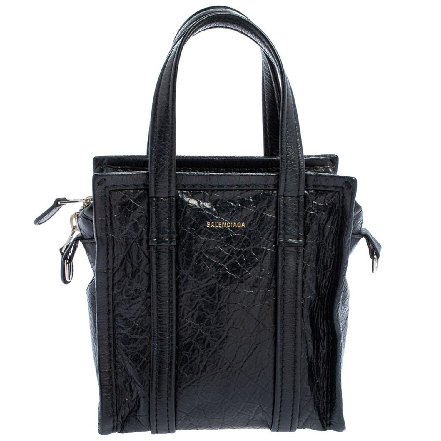 Balenciaga Black Leather XS Bazar Shopper Tote at 1stDibs