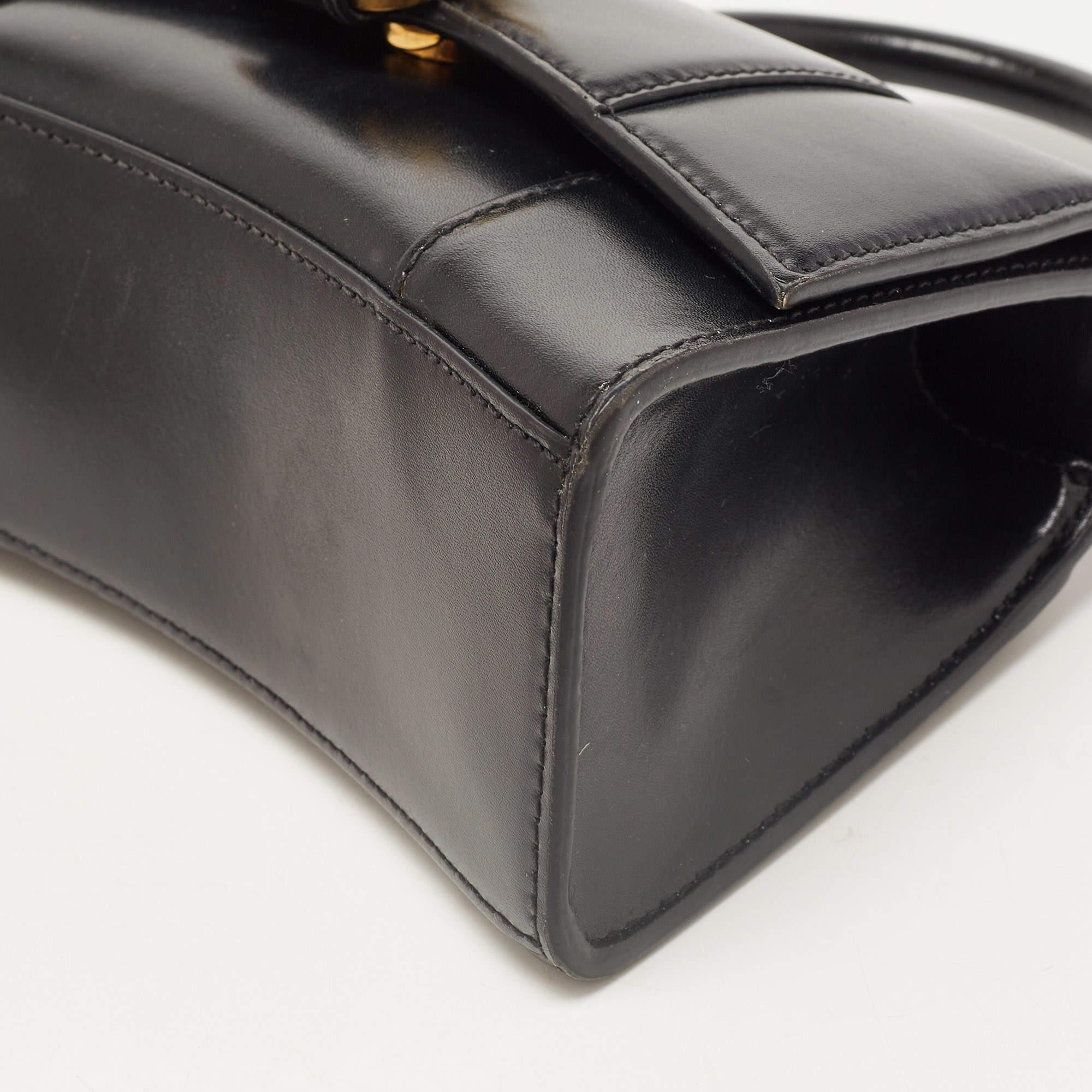 Balenciaga Black Leather XS Hourglass Top Handle Bag 6