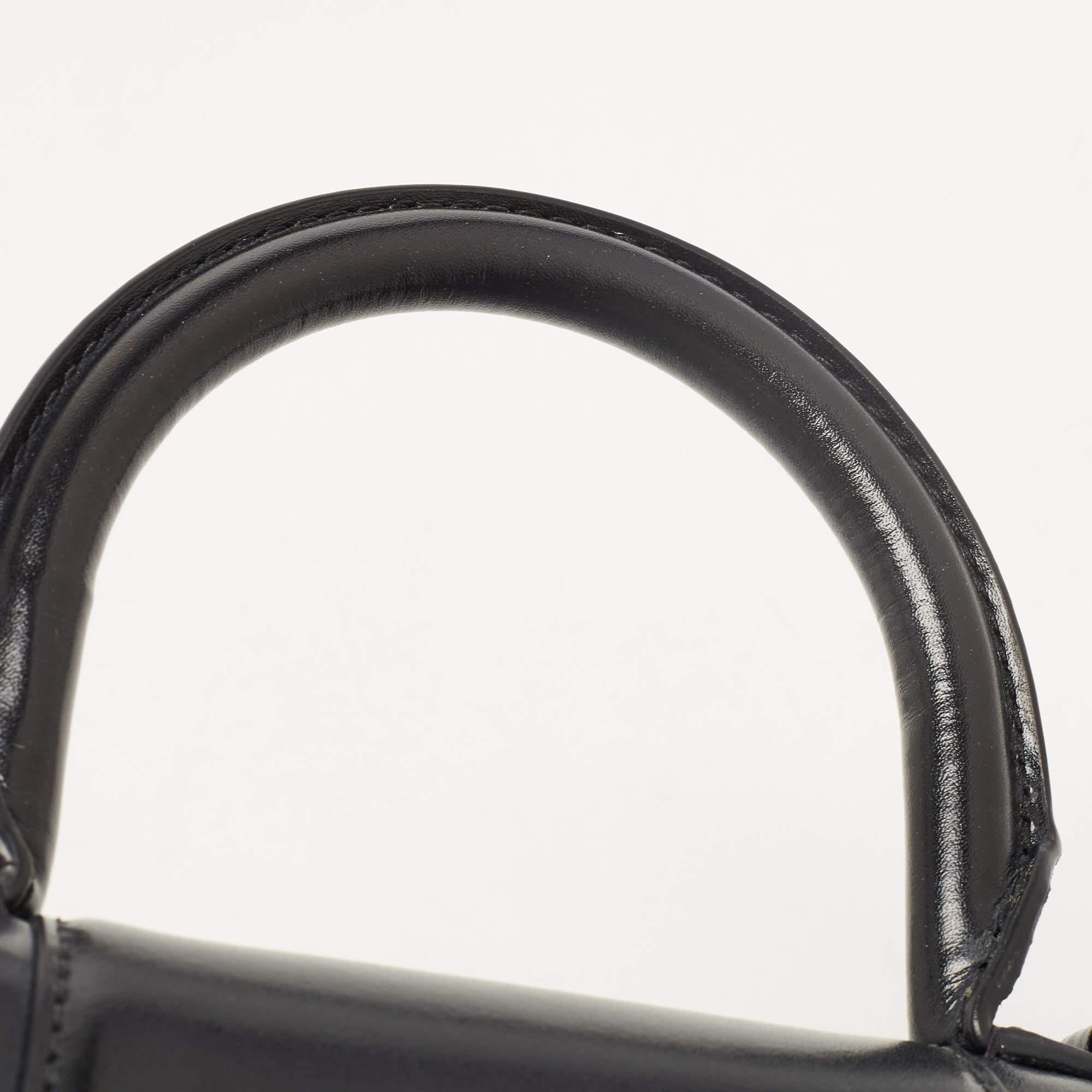 Balenciaga Black Leather XS Hourglass Top Handle Bag 7