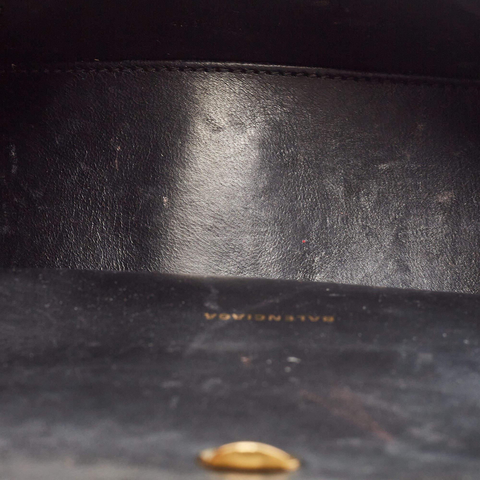 Balenciaga Black Leather XS Hourglass Top Handle Bag 9