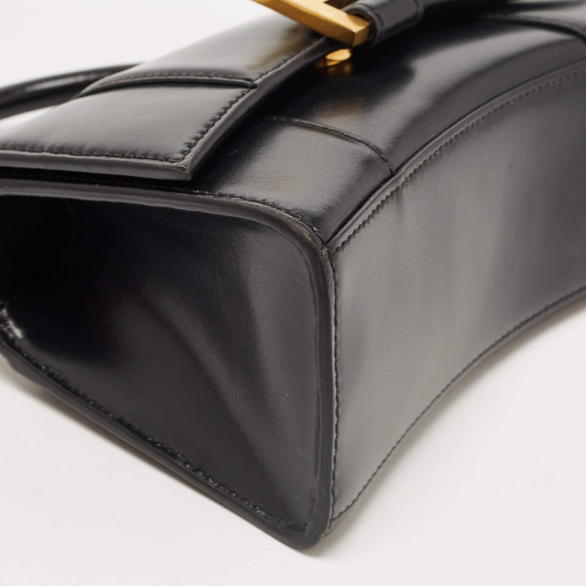Balenciaga Black Leather XS Hourglass Top Handle Bag 5