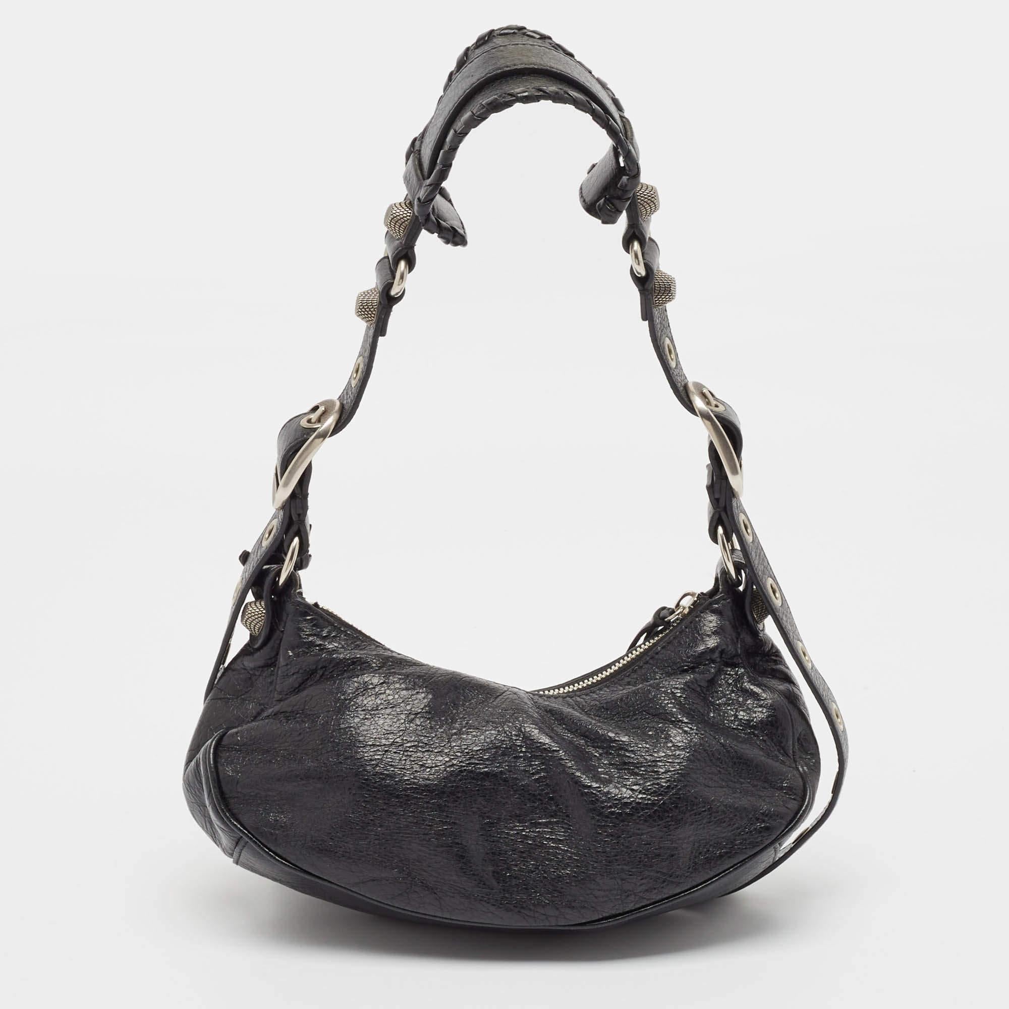 Women's Balenciaga Black Leather XS Le Cagole Shoulder Bag