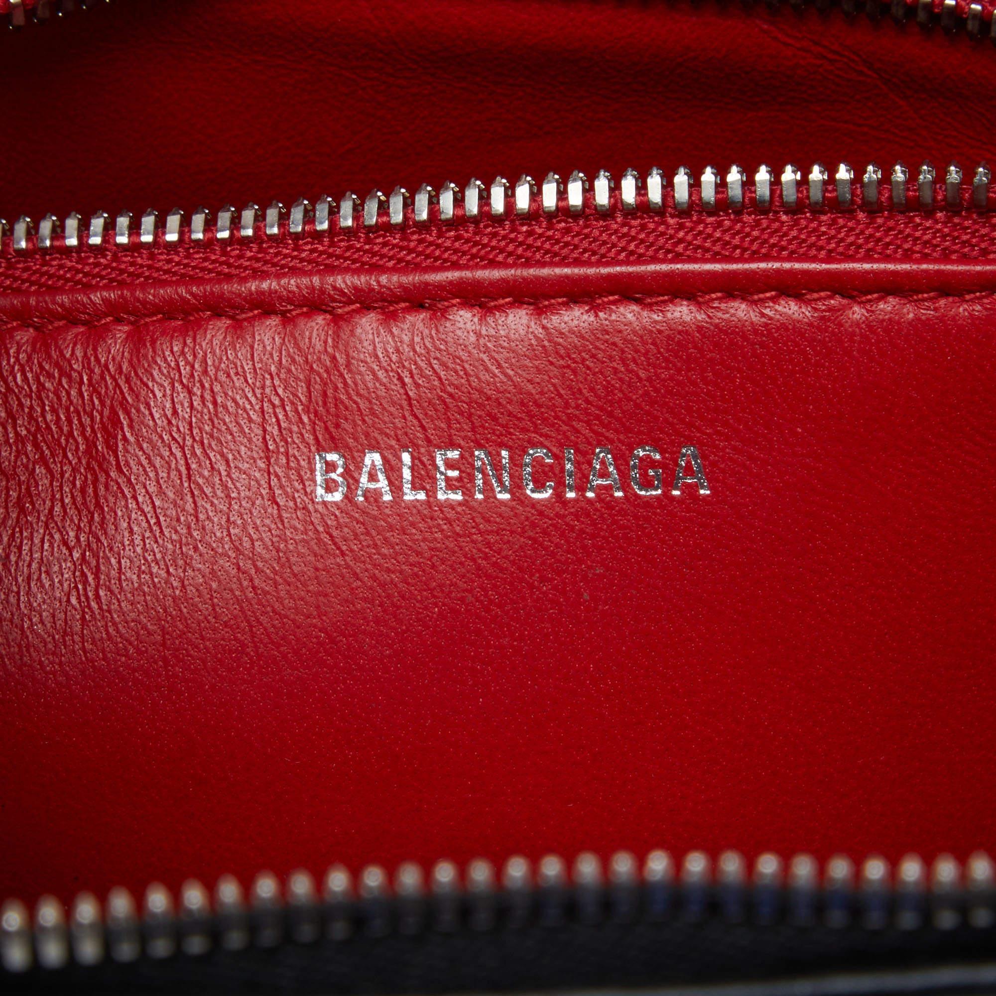 Balenciaga Black Leather XS Triangle Duffle Bag For Sale 4