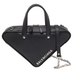 Used Balenciaga Black Leather XS Triangle Duffle Bag