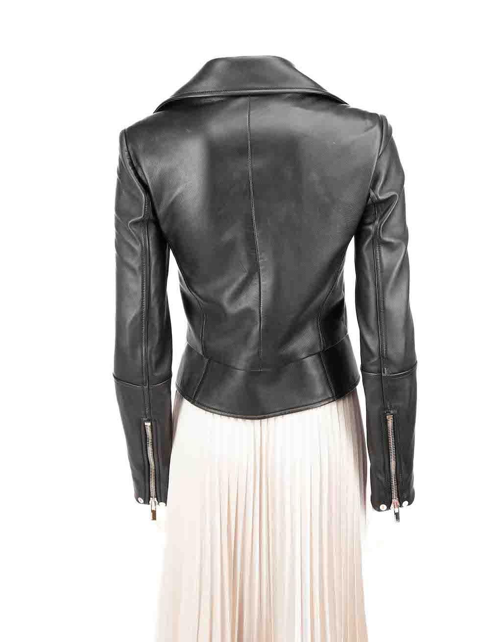Balenciaga Black Leather Zip Up Biker Jacket Size S In Good Condition For Sale In London, GB