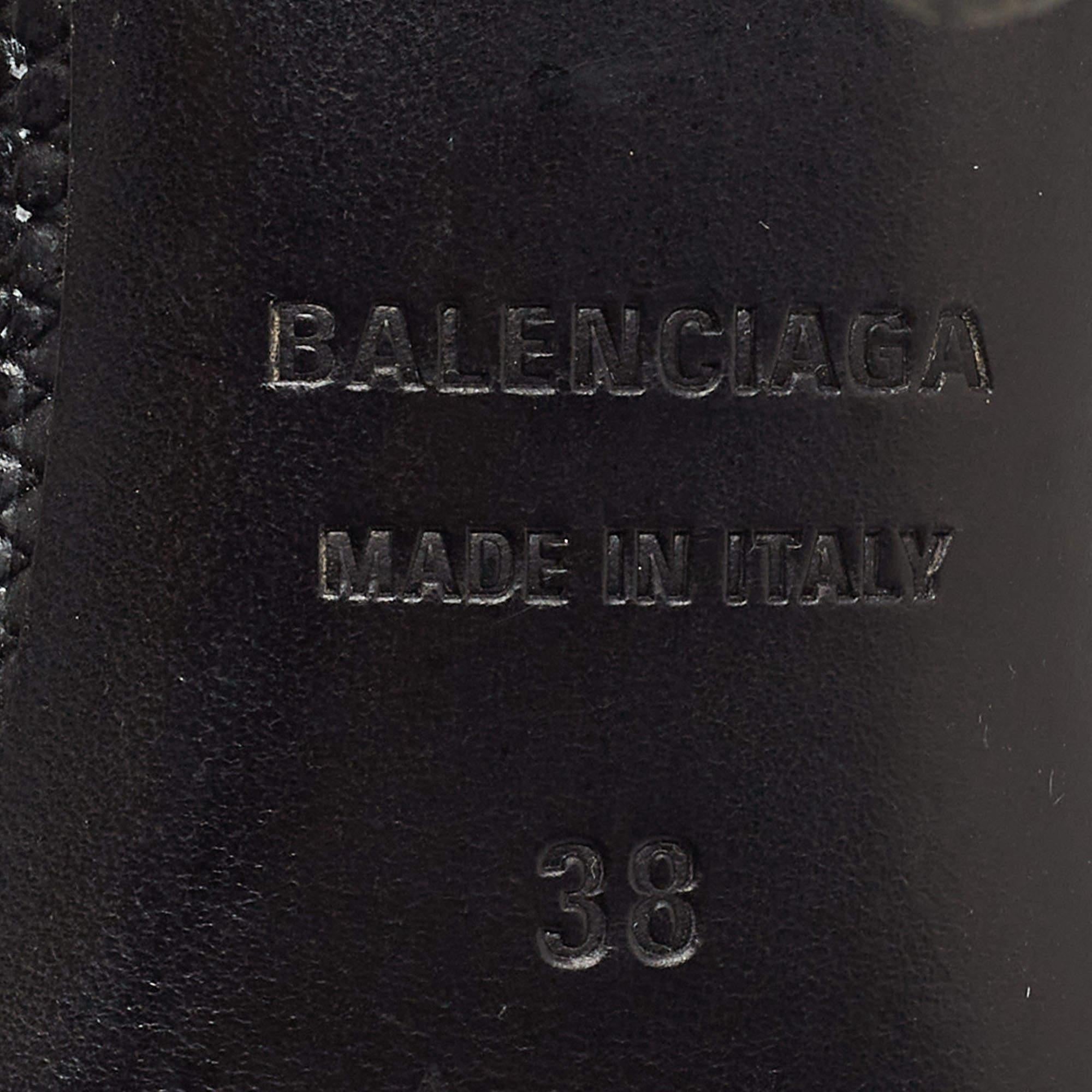 Balenciaga Black Lizard Embossed Leather Ankle Boots  For Sale 5