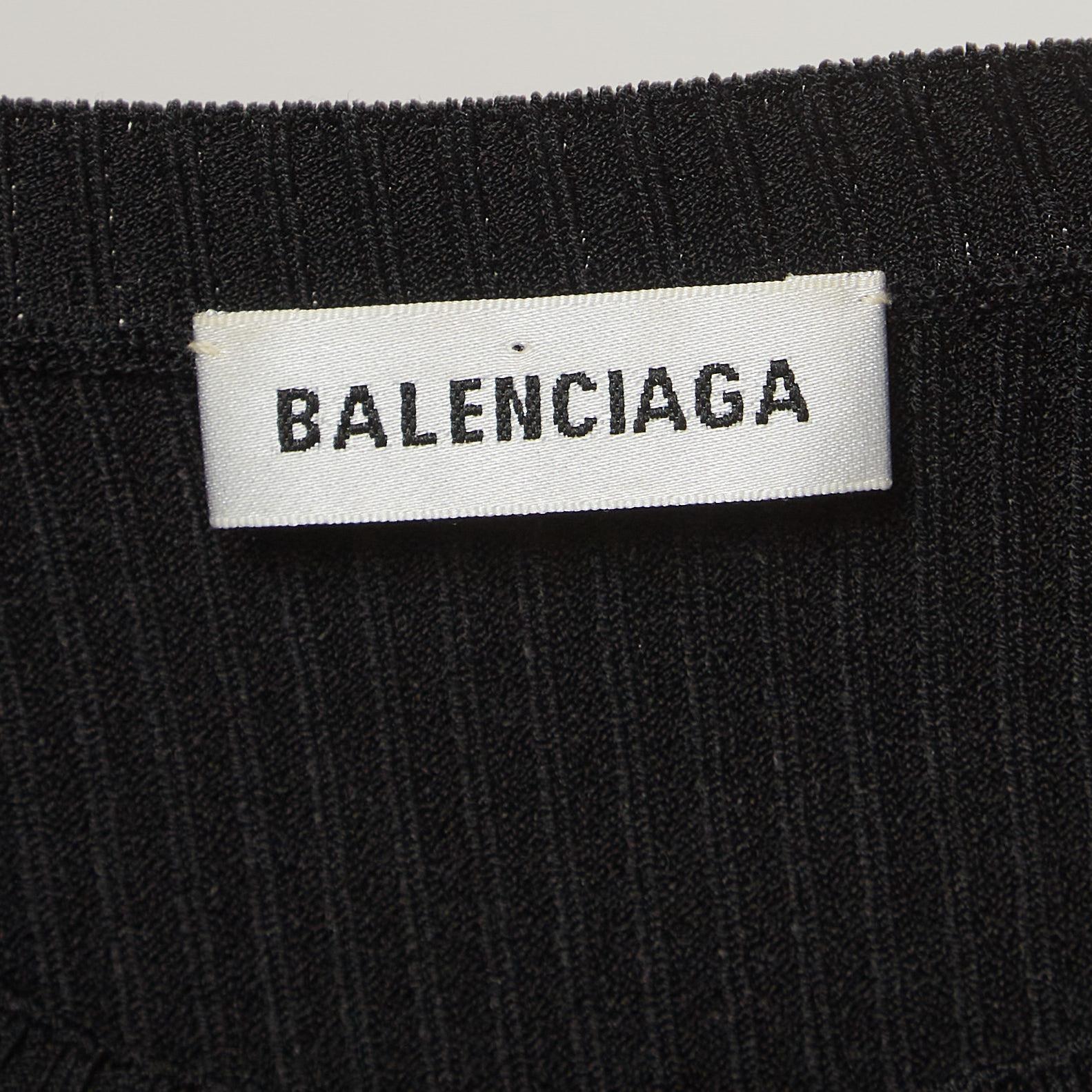 Balenciaga haut col ras du cou en tricot à appliques logo noires S Excellent état à Dubai, Al Qouz 2
