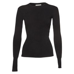 Balenciaga haut col ras du cou en tricot à appliques logo noires S