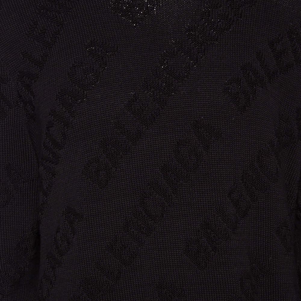 Women's Balenciaga Black Logo Jacquard Cotton Oversized Sweater M For Sale