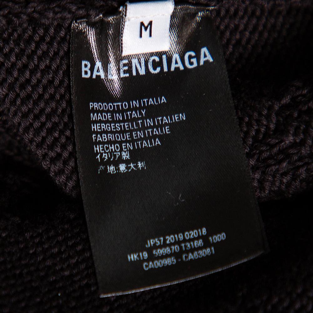 Balenciaga Black Logo Jacquard Cotton Oversized Sweater M In Good Condition For Sale In Dubai, Al Qouz 2