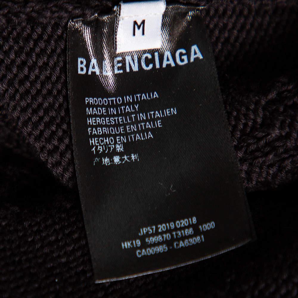 Balenciaga - Pull surdimensionné en coton jacquard avec logo noir, taille M Pour femmes en vente