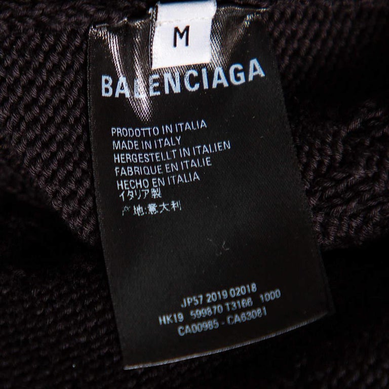 BALENCIAGA wool Logo jacquard sweater Tops knit Black White M main image 1