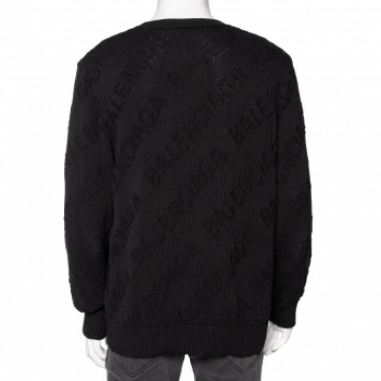 Balenciaga Jersey oversize de algodón jacquard con logotipo negro M en venta 3