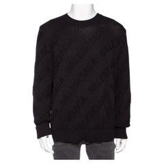 Balenciaga Black Logo Jacquard Cotton Oversized Sweater M