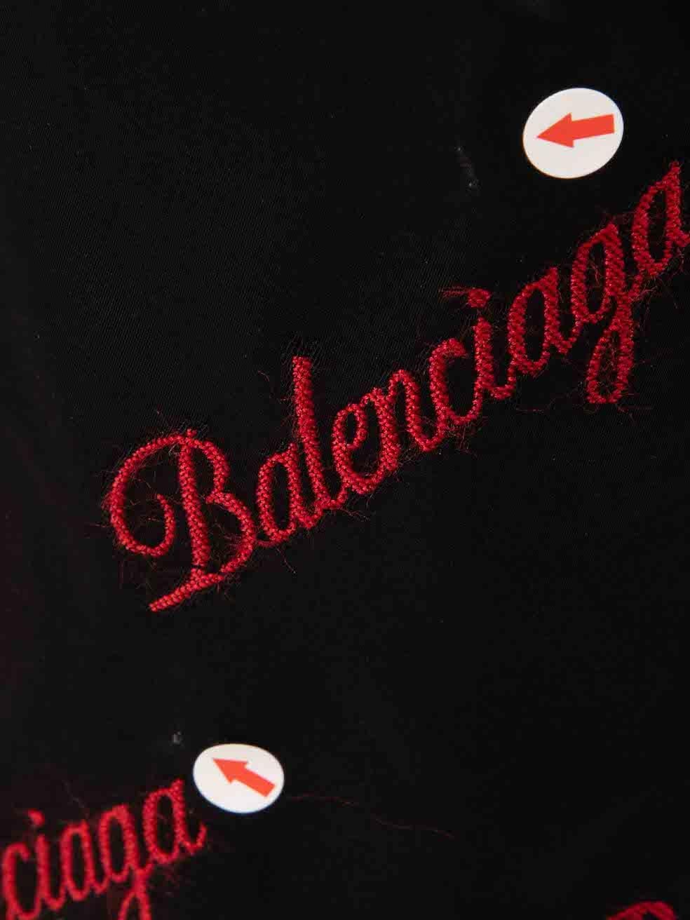 Balenciaga Black Logo Jacquard Wide Leg Trousers Taille S en vente 3