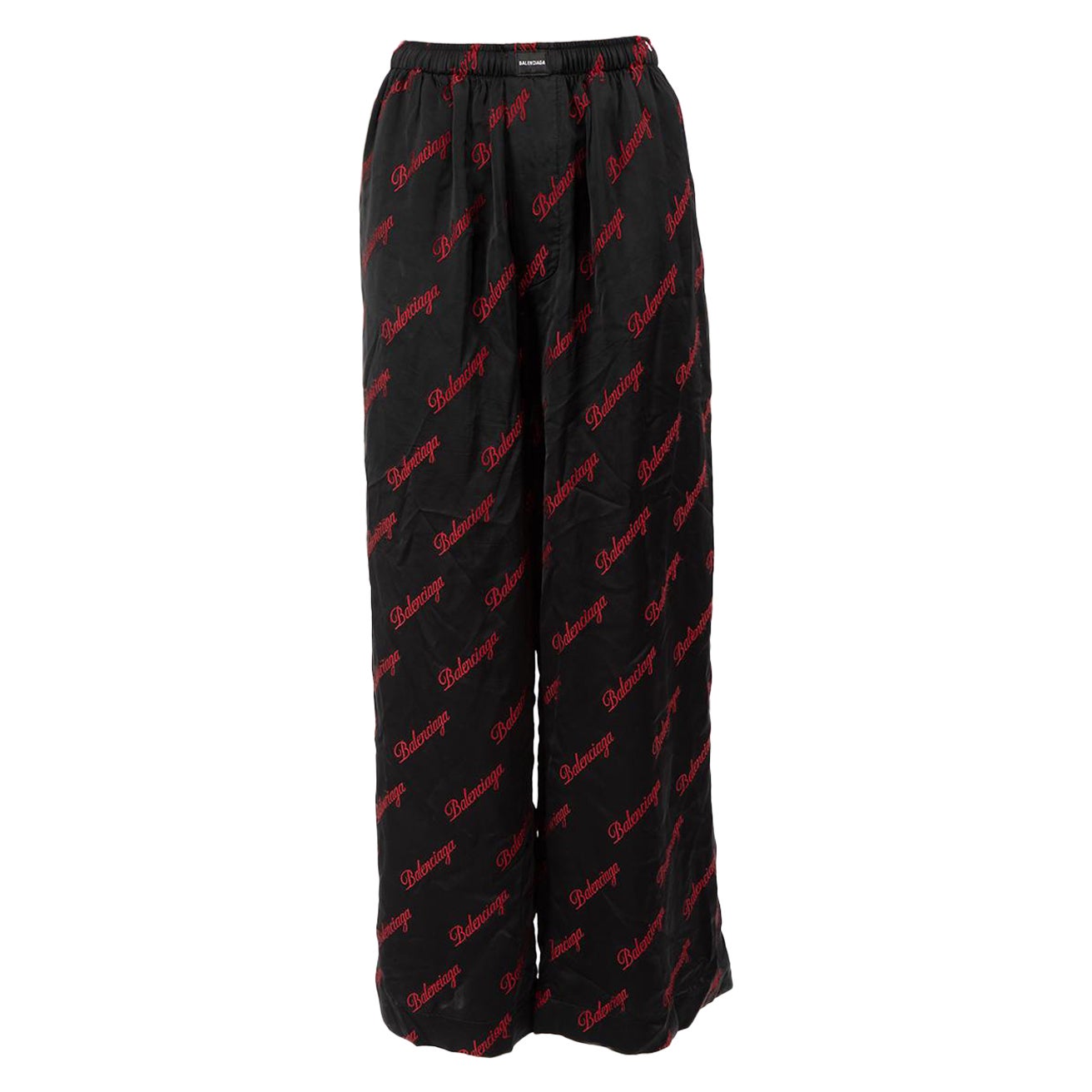 Balenciaga Black Logo Jacquard Wide Leg Trousers Size S