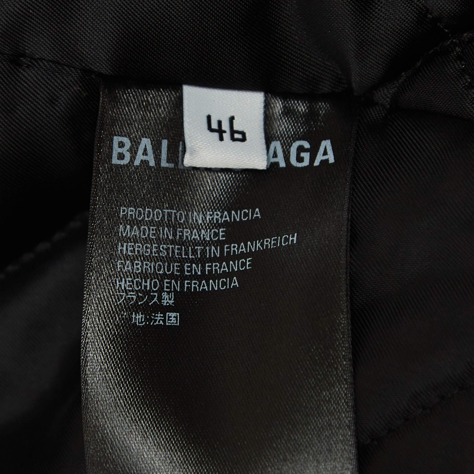Balenciaga Black Logo Monogram Print Faux Fur Oversized Long Coat S For Sale 2