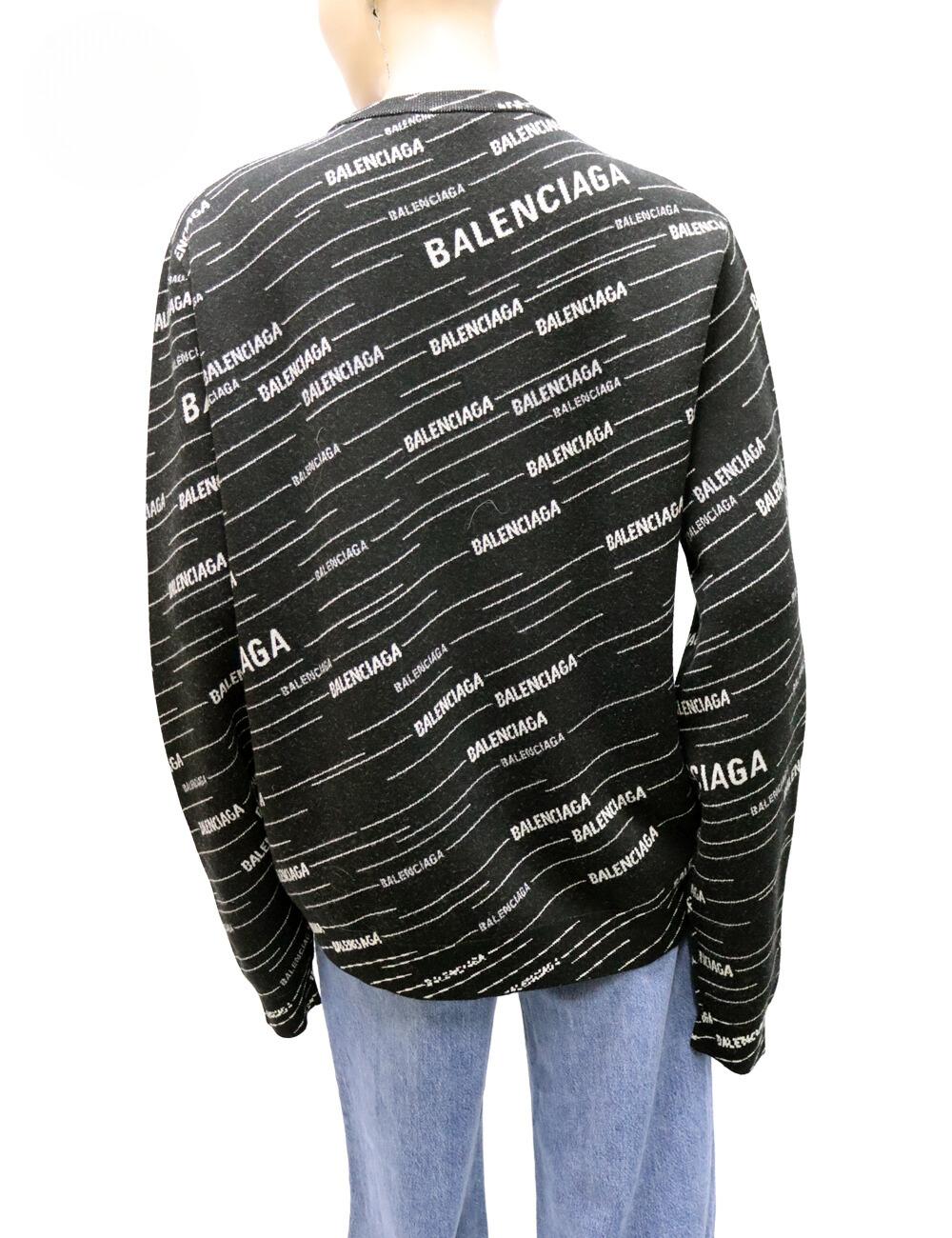 Women's Balenciaga Black Logo Patterned  Sweater Size Small For Sale