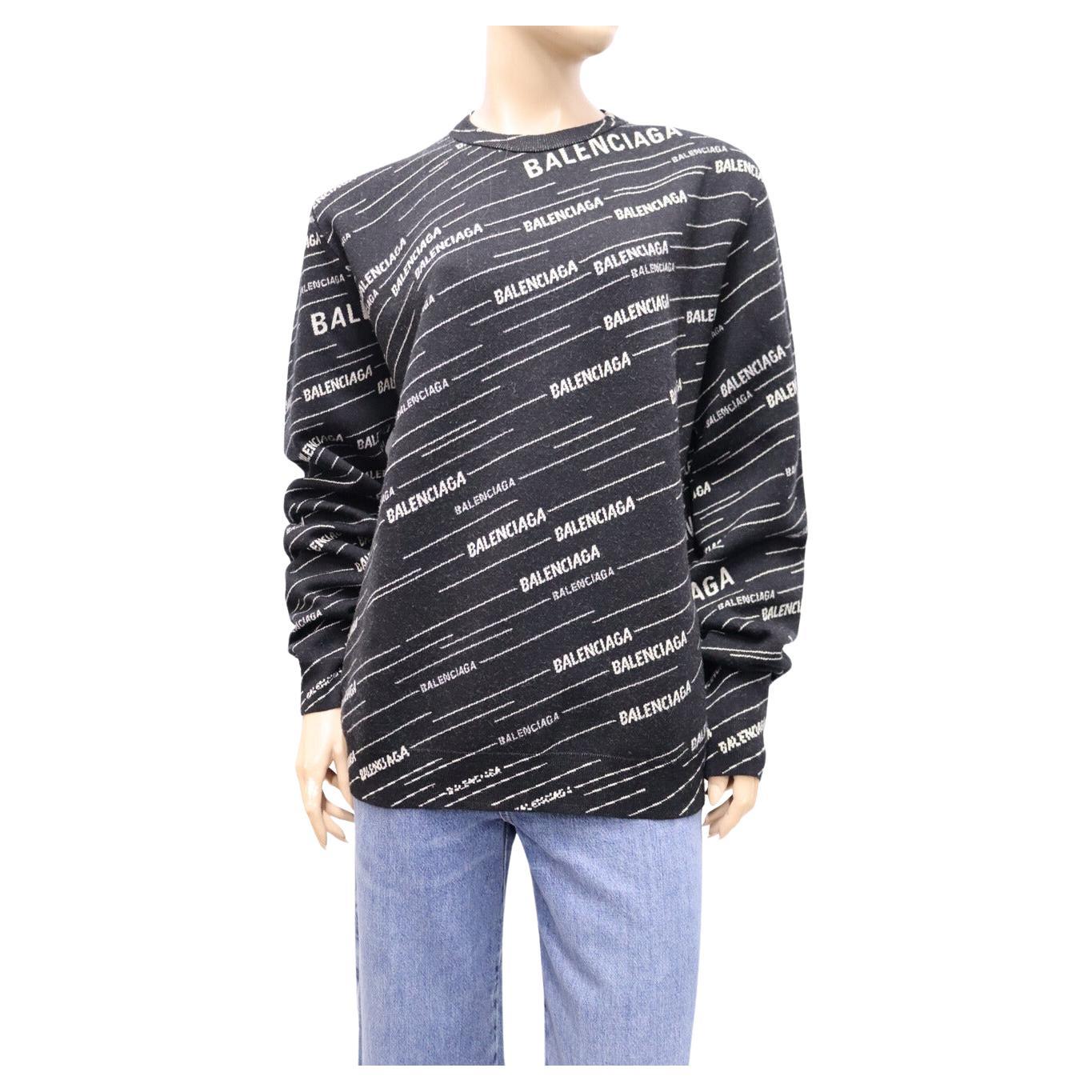 Balenciaga Black Logo Patterned  Sweater Size Small For Sale