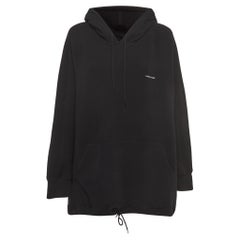 Balenciaga Black Logo Print Cotton Oversize Hood's Sweatshirt XS