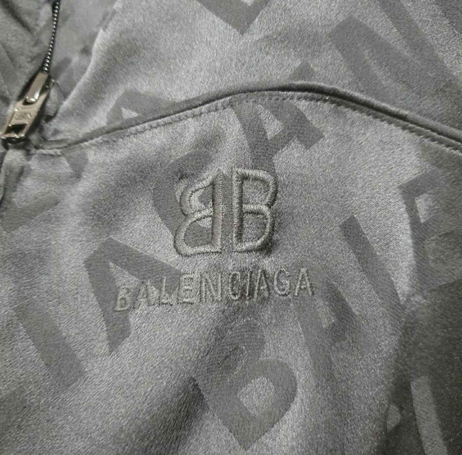 Balenciaga Black Logo Print  Silk  Long Sleeve Top Blouse Vest Jacket  1