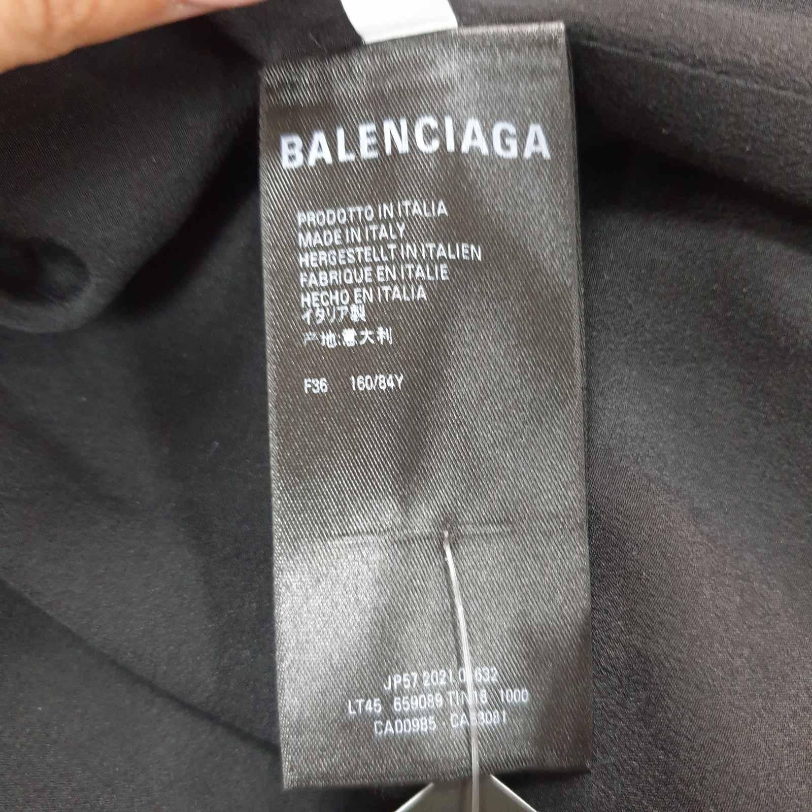 Balenciaga Black Logo Print  Silk  Long Sleeve Top Blouse Vest Jacket  4