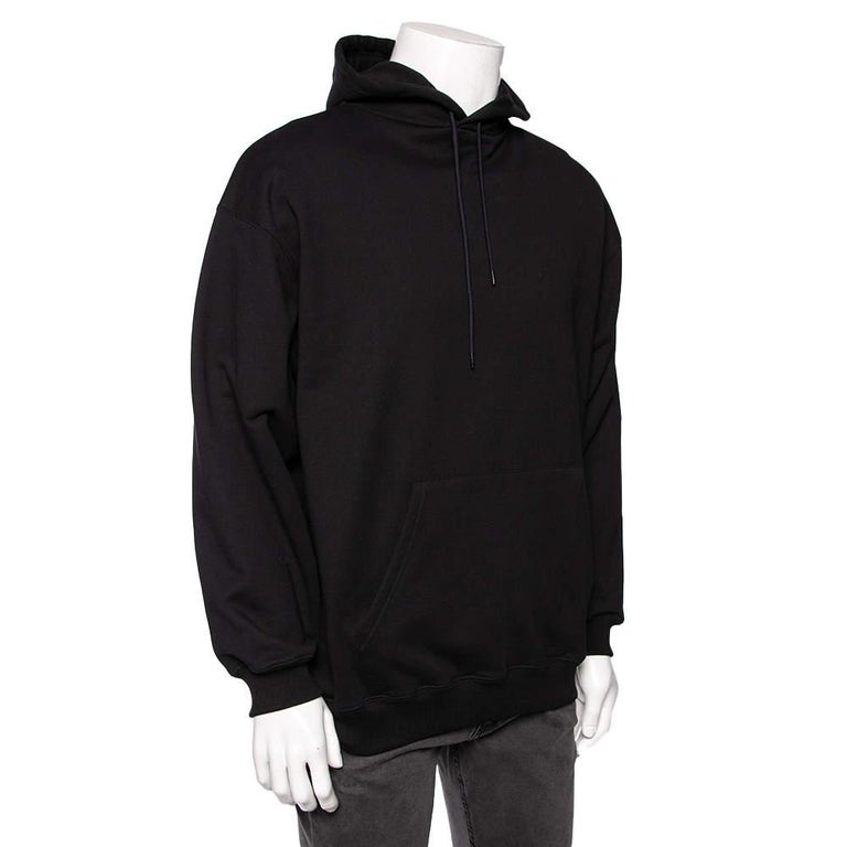 Balenciaga - Pull à capuche surdimensionné en coton imprimé logo noir S En  vente sur 1stDibs