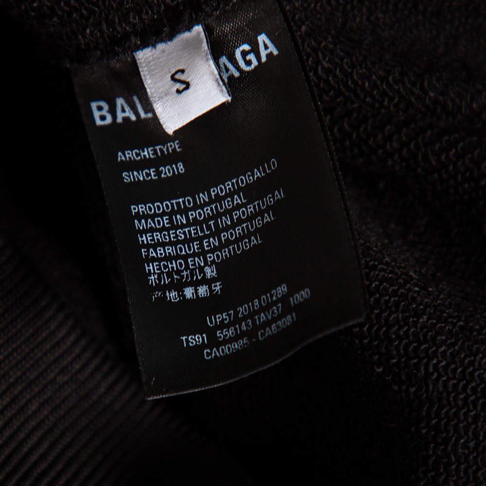 Balenciaga Black Logo Printed Cotton Oversized Hoodie S 2