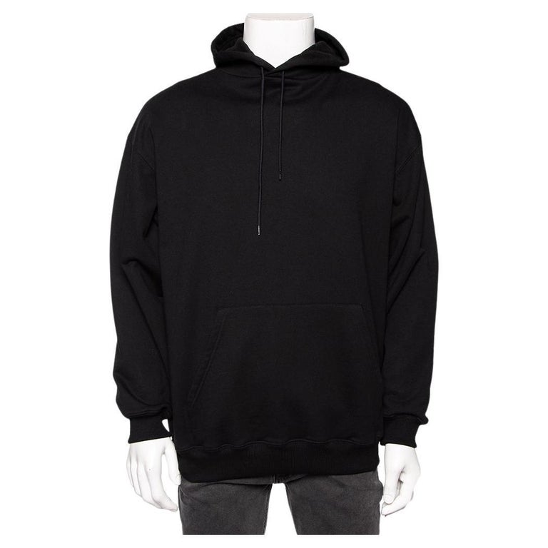 Balenciaga Black Logo Printed Cotton Oversized Hoodie S For Sale at 1stDibs