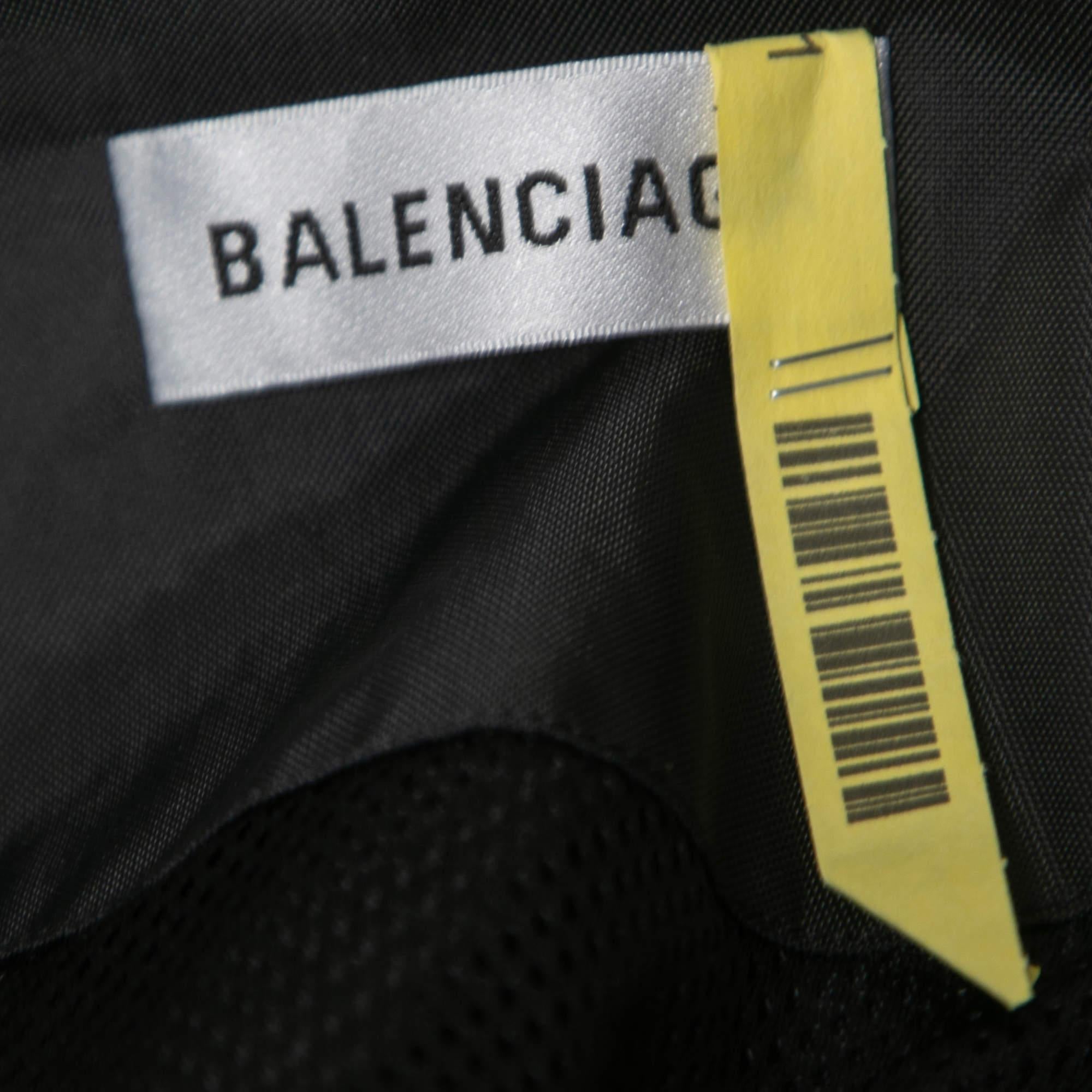 Balenciaga Black Logo Printed Nylon and Cotton Zip Front Oversized Bomber Jacket 3