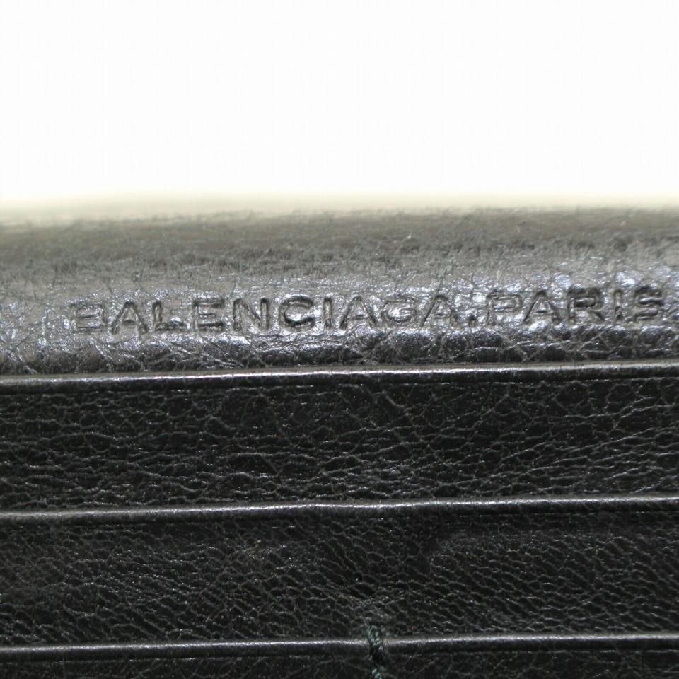 Balenciaga Black Long Classic Arena Moto Leather 871150 Wallet For Sale 3