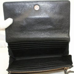 Balenciaga Black Long Classic Arena Moto Leather 871150 Wallet
