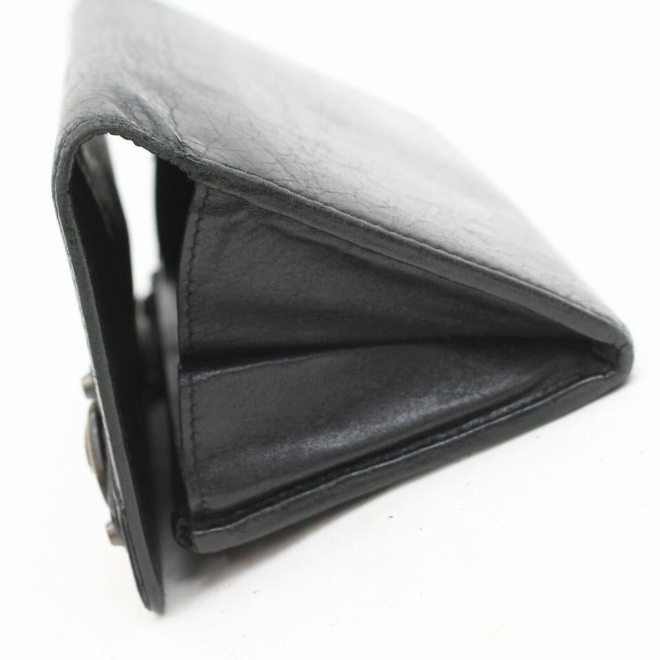 Balenciaga Black Long Classic Arena Moto Leather 871150 Wallet For Sale 2