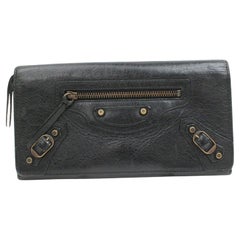 Portafoglio Balenciaga nero lungo Classic Arena Moto in pelle 871150