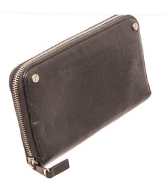 Balenciaga Black Long Zip Wallet with gold-tone hardware, trim leather