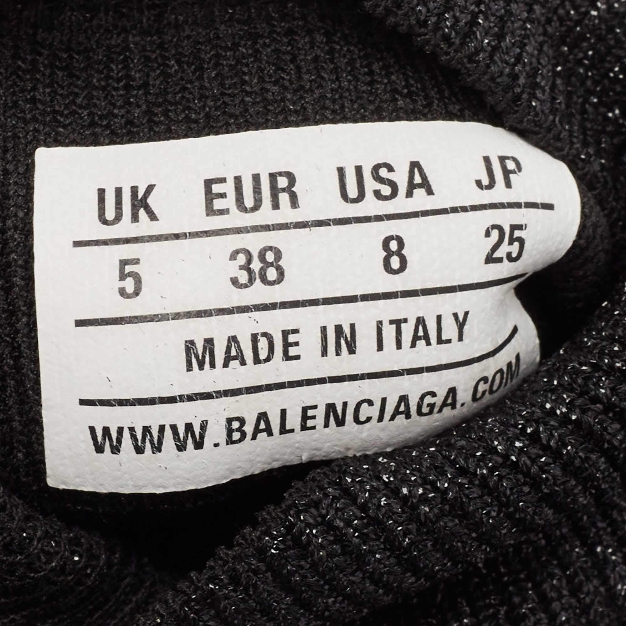 Balenciaga Black Lurex Fabric Speed Trainer High Top Sneakers Size 38 For Sale 4