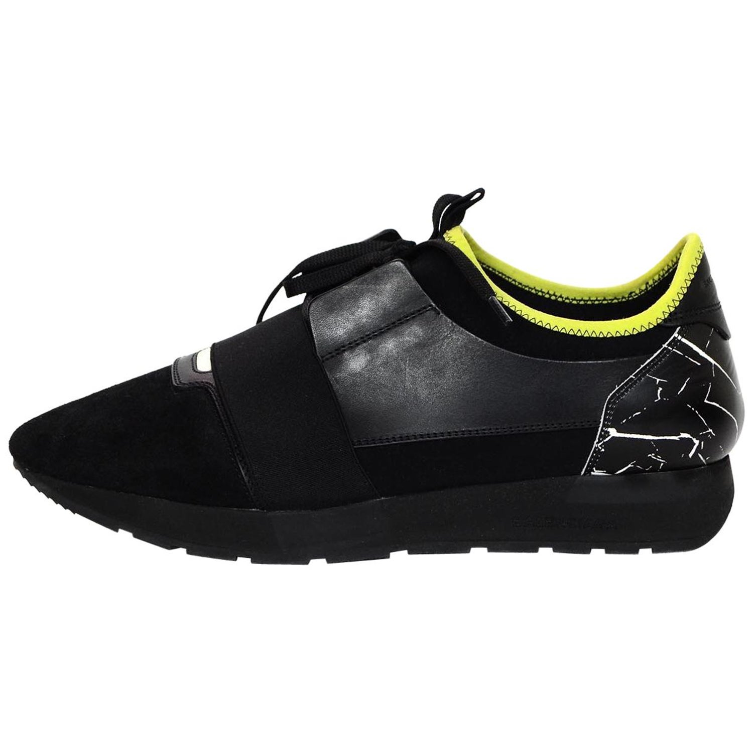 Balenciaga Black/Marble Race Runner Sneakers W/ Box Sz 42 For Sale at  1stDibs | balenciaga marble heels