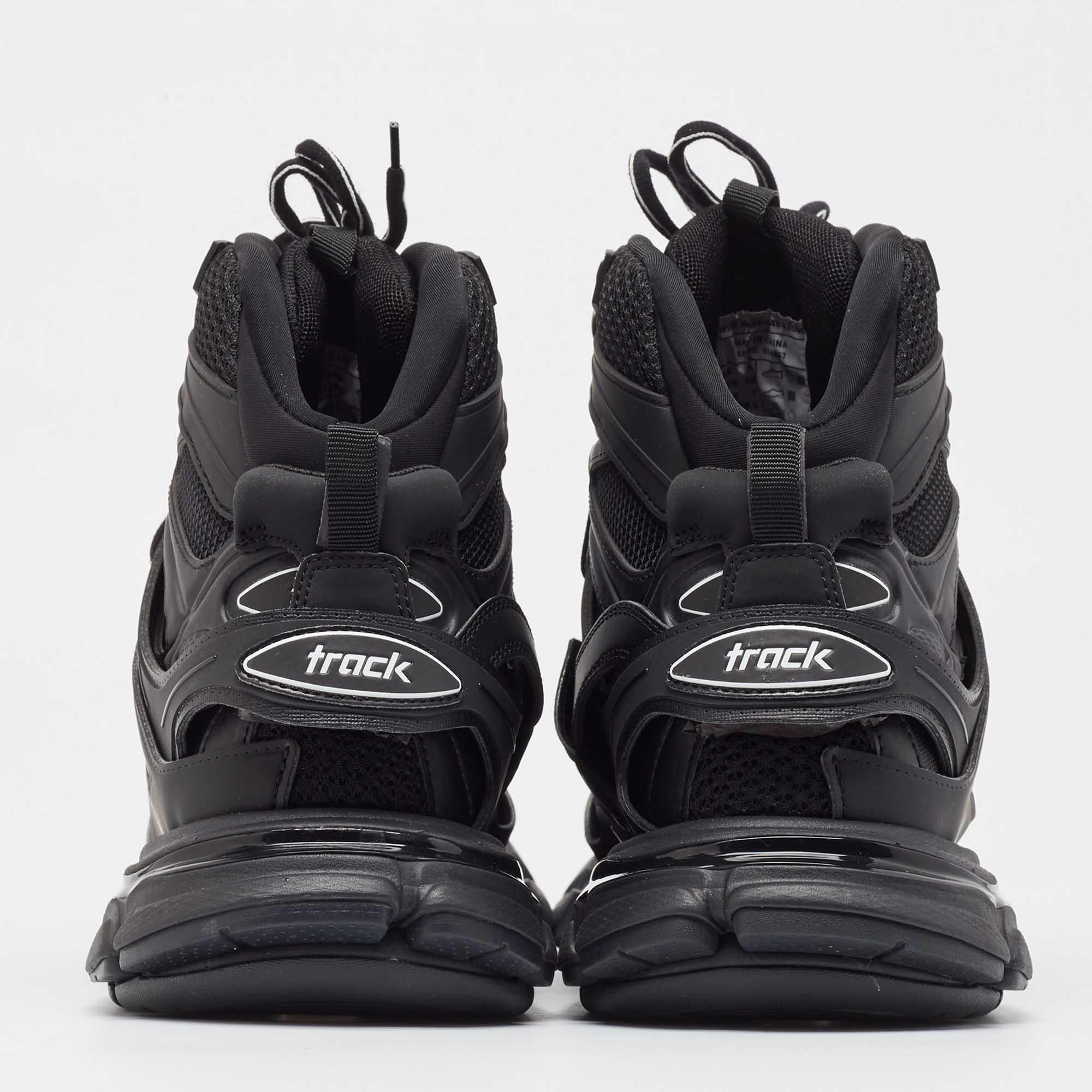 Balenciaga Black Mesh and Faux Leather Track Hike High Top Sneakers Size 40 1
