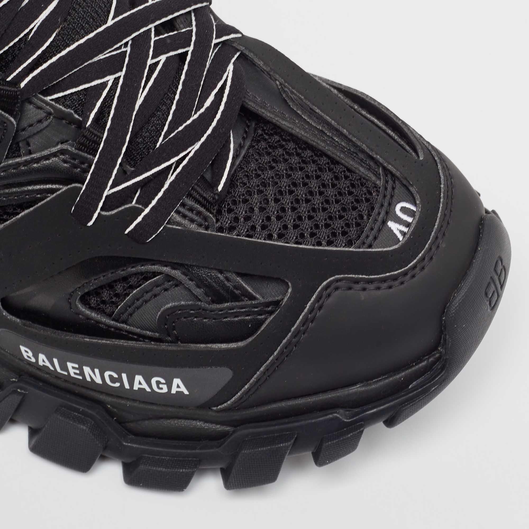 Balenciaga Black Mesh and Faux Leather Track Hike High Top Sneakers Size 40 4