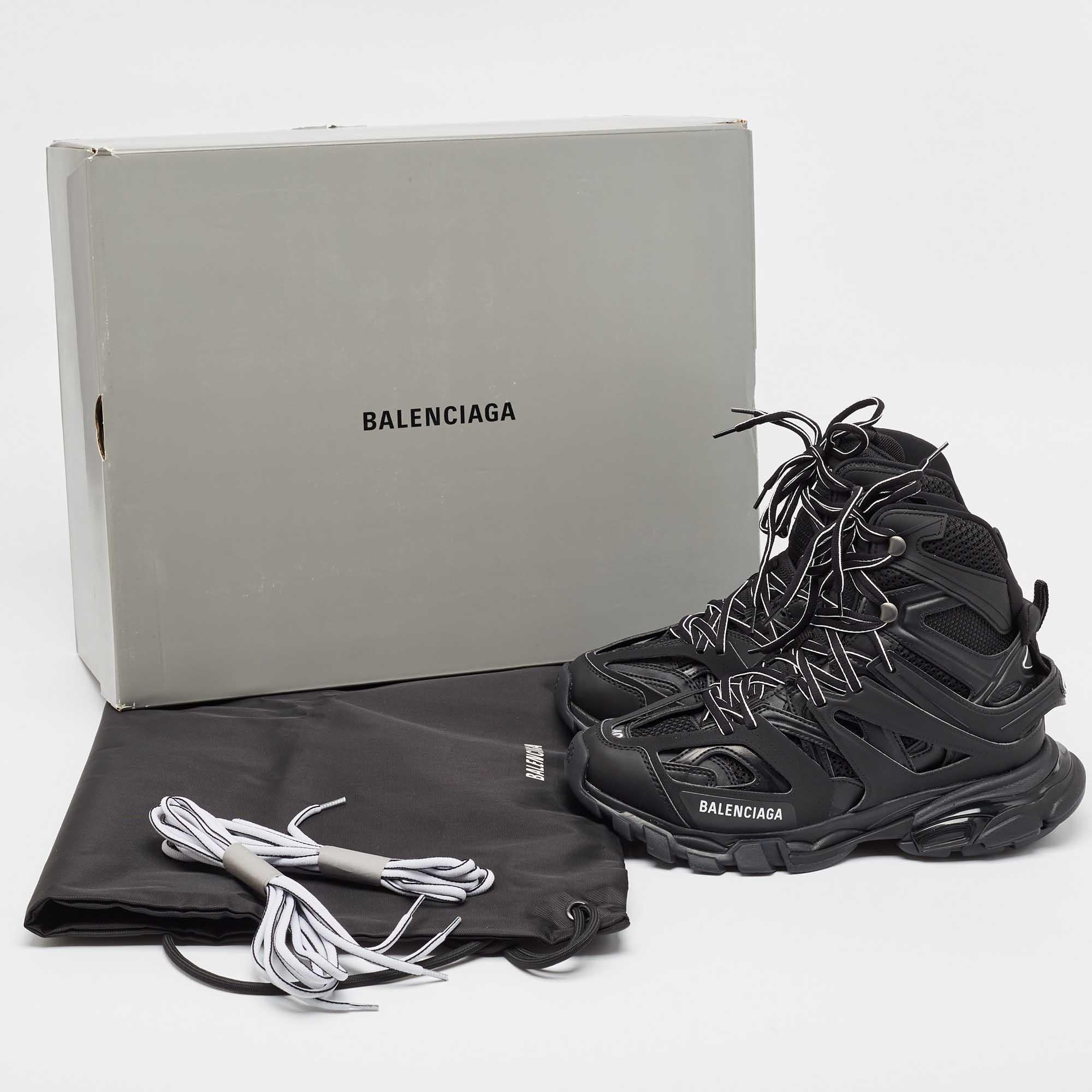 Balenciaga Black Mesh and Faux Leather Track Hike High Top Sneakers Size 40 5