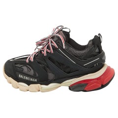 Balenciaga Black Mesh and Faux Leather Track Sneakers Size 38