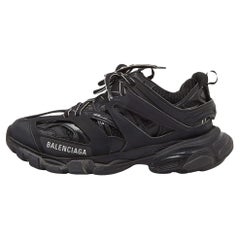 Used Balenciaga Black Mesh and Faux Leather Track Sneakers Size 38