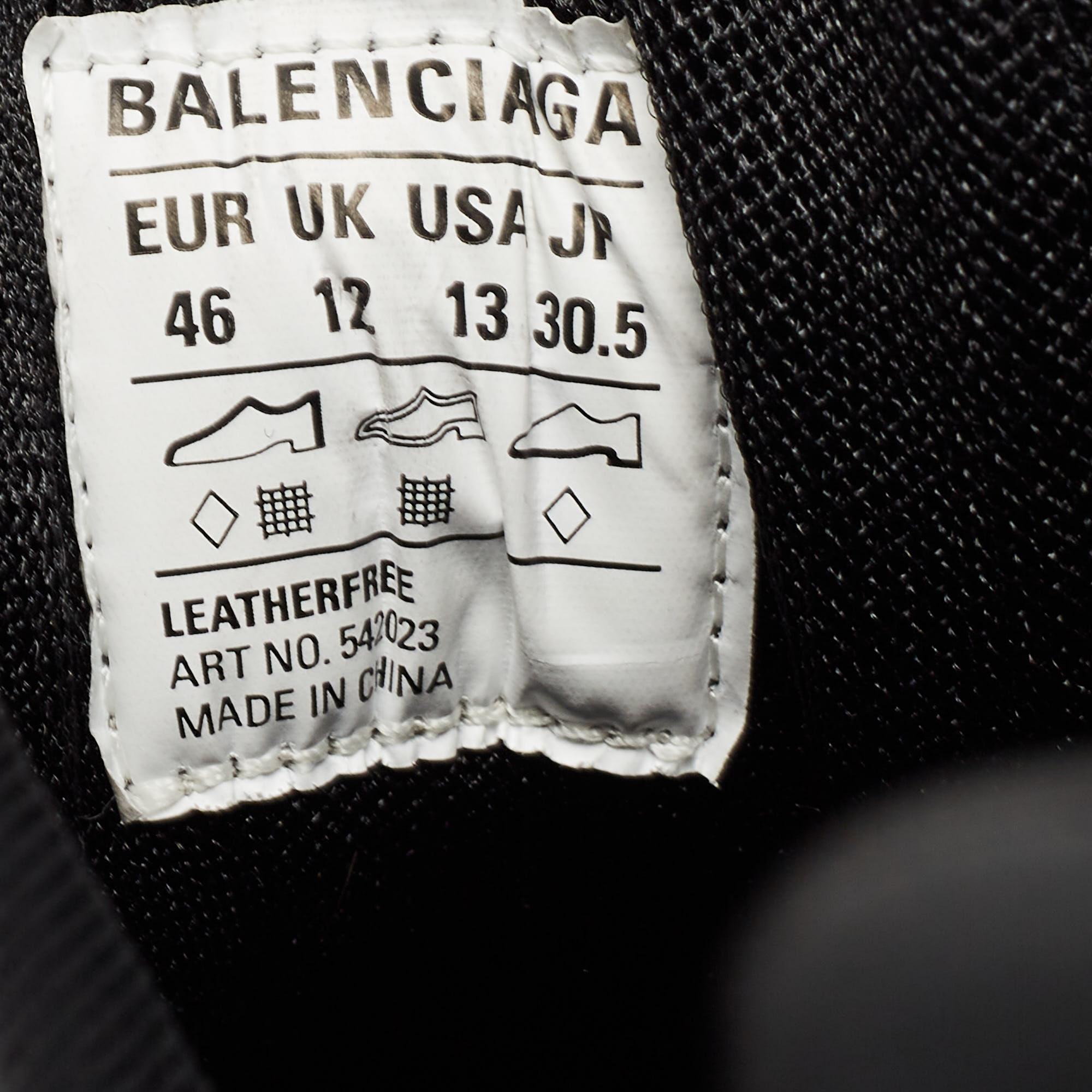 Balenciaga Black Mesh and Faux Leather Track Sneakers Size 46 In Good Condition In Dubai, Al Qouz 2