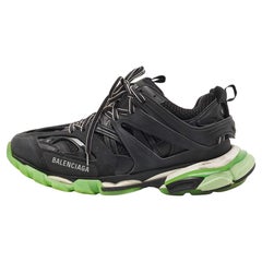 Balenciaga Black Mesh and Leather Track Sneakers Size 43