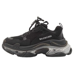 Balenciaga Black Mesh and Leather Triple S Clear Sneakers Size 38