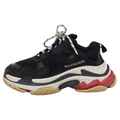 Balenciaga Black Mesh and Leather Triple S Sneakers Size 37