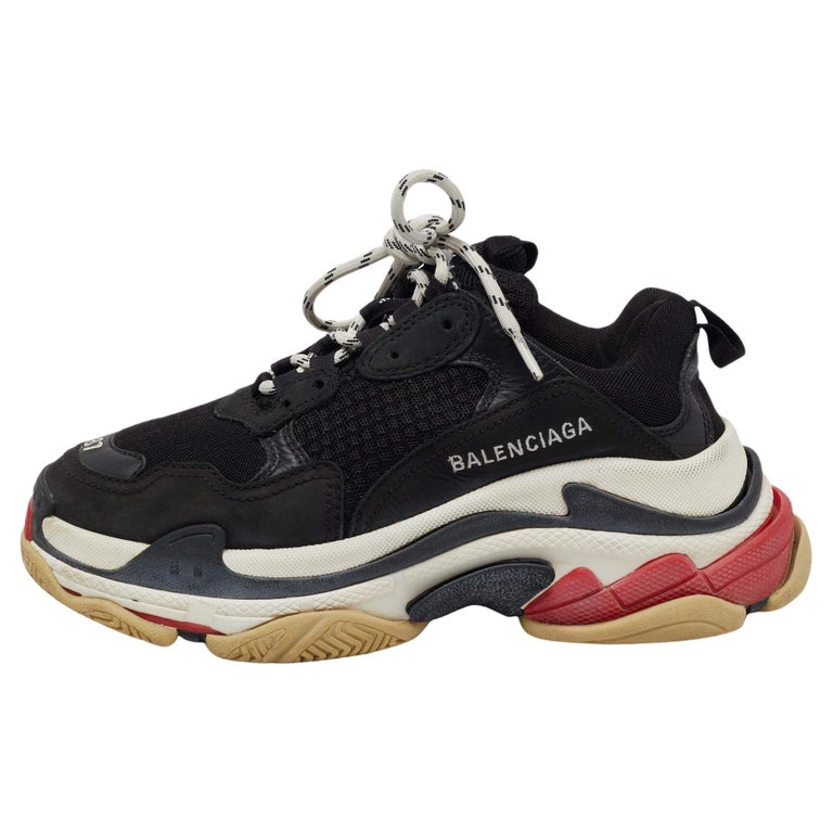 Balenciaga Black Mesh and Leather Triple S Sneakers Size 37 For Sale at  1stDibs