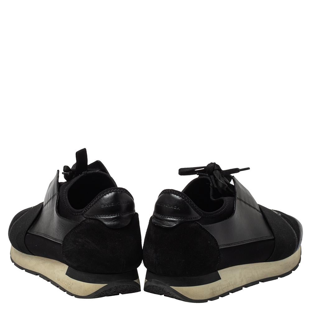 Balenciaga Black Mesh And Suede Race Runner Sneakers Sizs 43 2