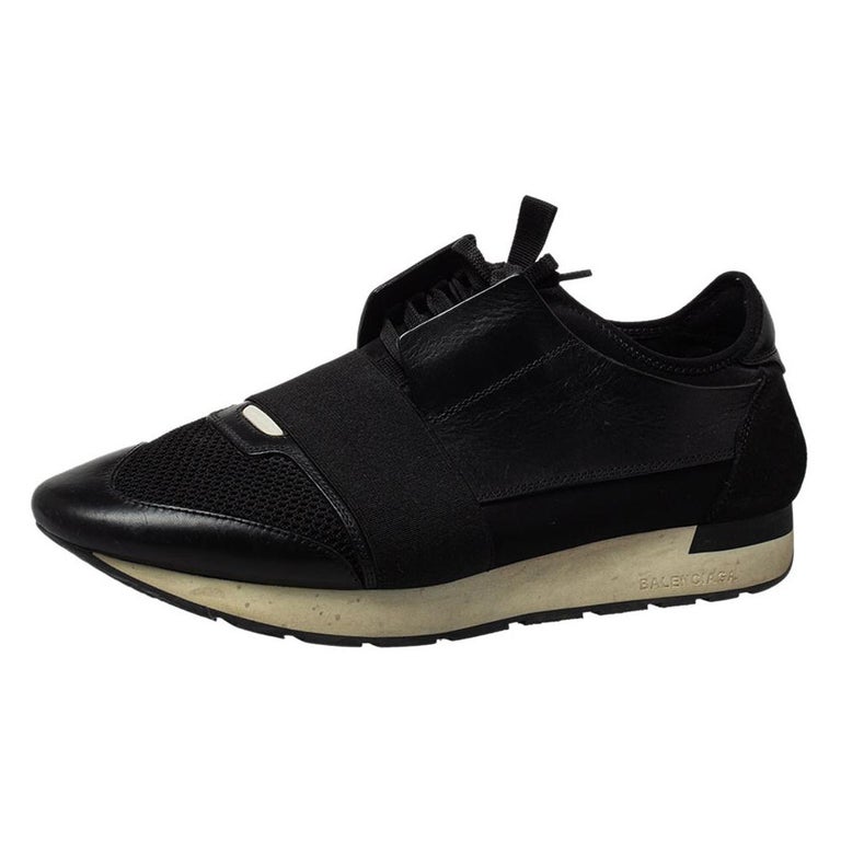 Balenciaga Black Mesh And Suede Race Runner Sneakers Sizs 43 at 1stDibs