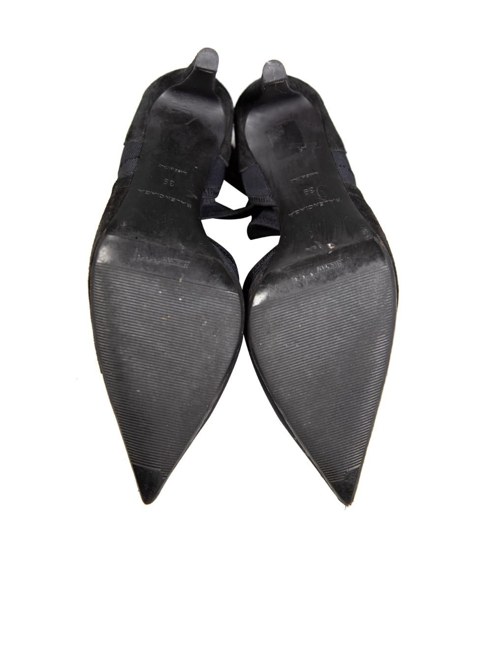 Women's Balenciaga Black Mesh Fabric Pointed-Toe Heels Size IT 39 For Sale